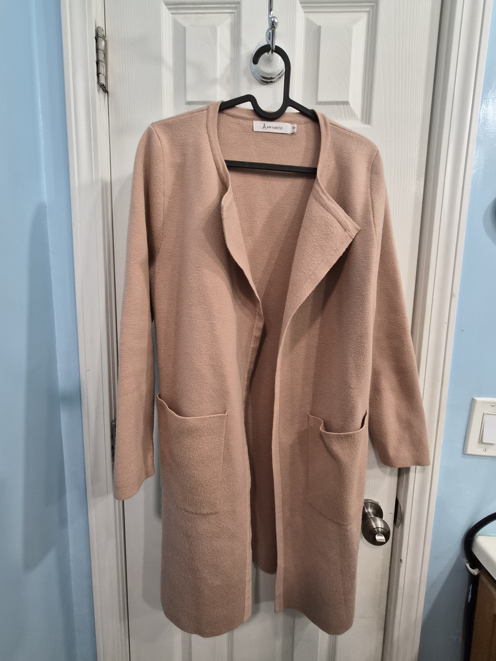 Open-Front Longline Cardigan in Dusty Rose by Annabelle